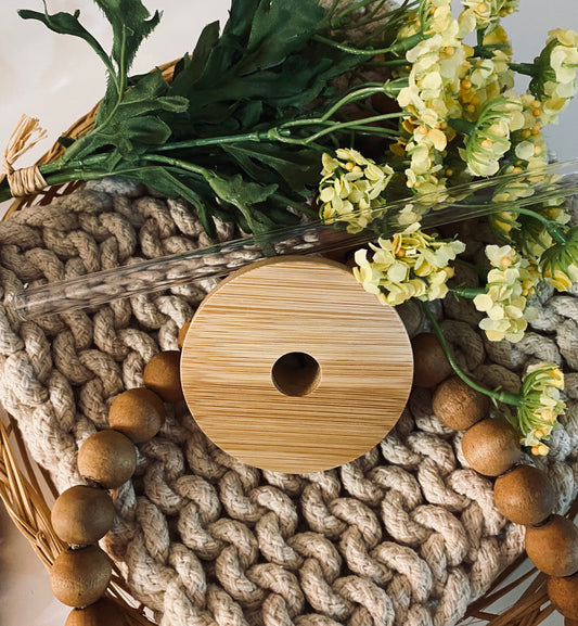 Bamboo Lid & Glass Straw